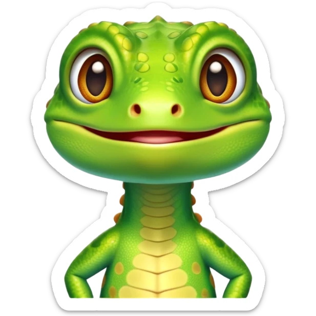 cinematic-cute-realistic gecko-portrait-emoji,-head-tilted-playfully-and-inquisitively,-featuring-a-small,-charming-body-with-smooth,-vividly-patterned-scales,-bright,-sparkling-eyes-and-delicate,-sticky-toe-pads,-simplified-yet-irresistibly-adorable sticker