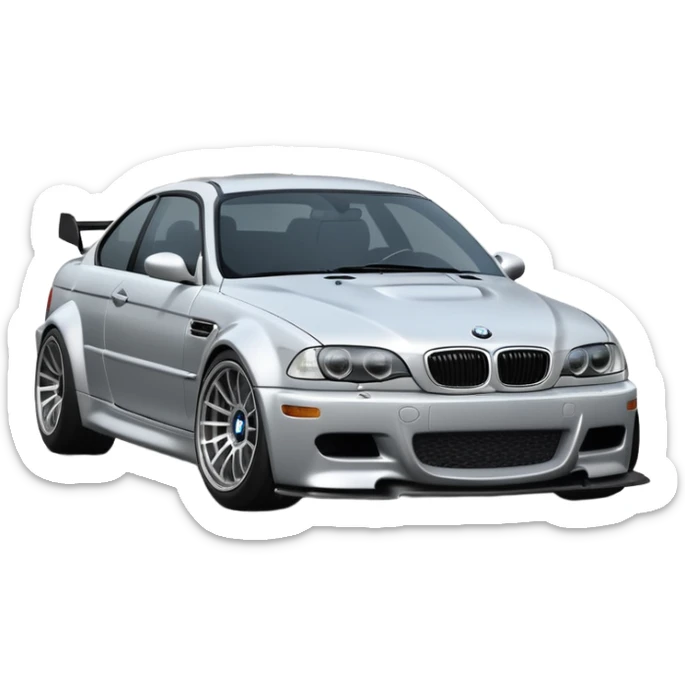 As the BMW M3 E46 drifts around a corner, a slight wisp of smoke should rise from its rear, and its wheels should appear at a certain angle to the turn. Merge the car with the road so it doesn't disappear sticker