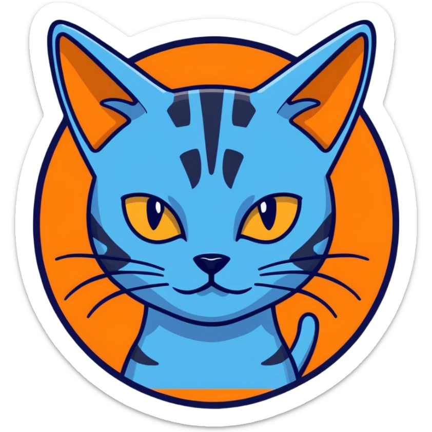 Na'vi character from Avatar movie, blue skin, cat-like nose, pointed ears, cartoon sticker style sticker