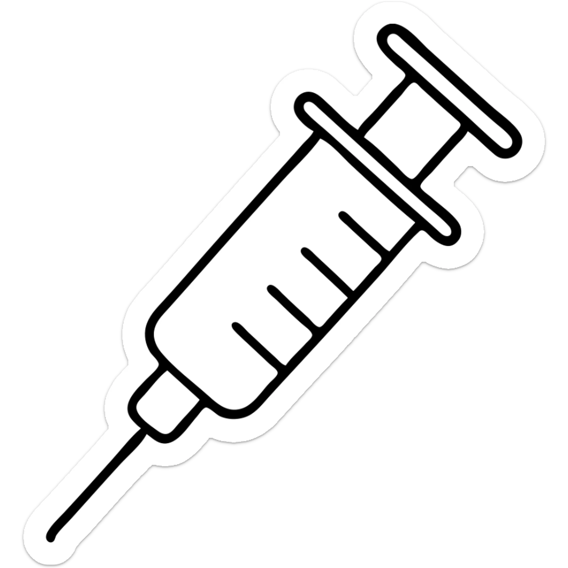 A medical syringe with needle, simple and recognizable icon for healthcare sticker