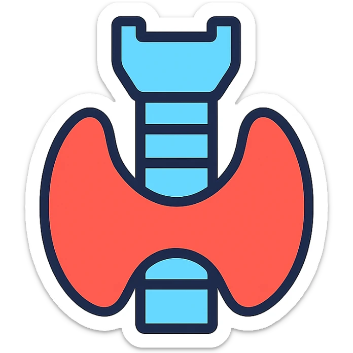 simple, vibrant icon of the human thyroid gland, medical illustration, color outline style sticker