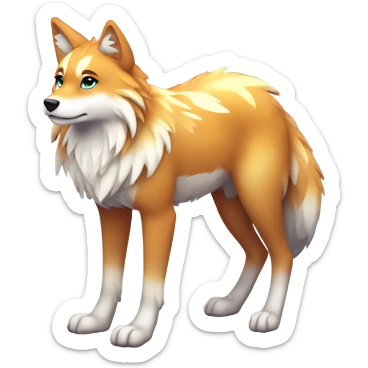 Colorful Shiny Fionbri-Falvie-sparkle-wolf-sona with intricate markings full body sticker