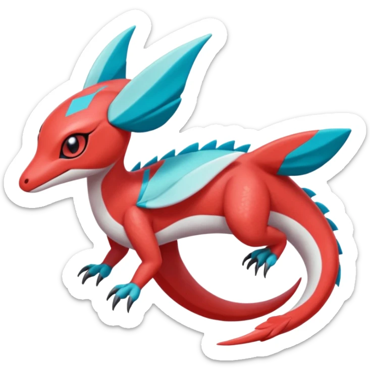 Meloetta-Inteleon-Heliolisk-Helioptile-Salamence-Salandit-Latias-Fakémon-creature-hybrid sticker