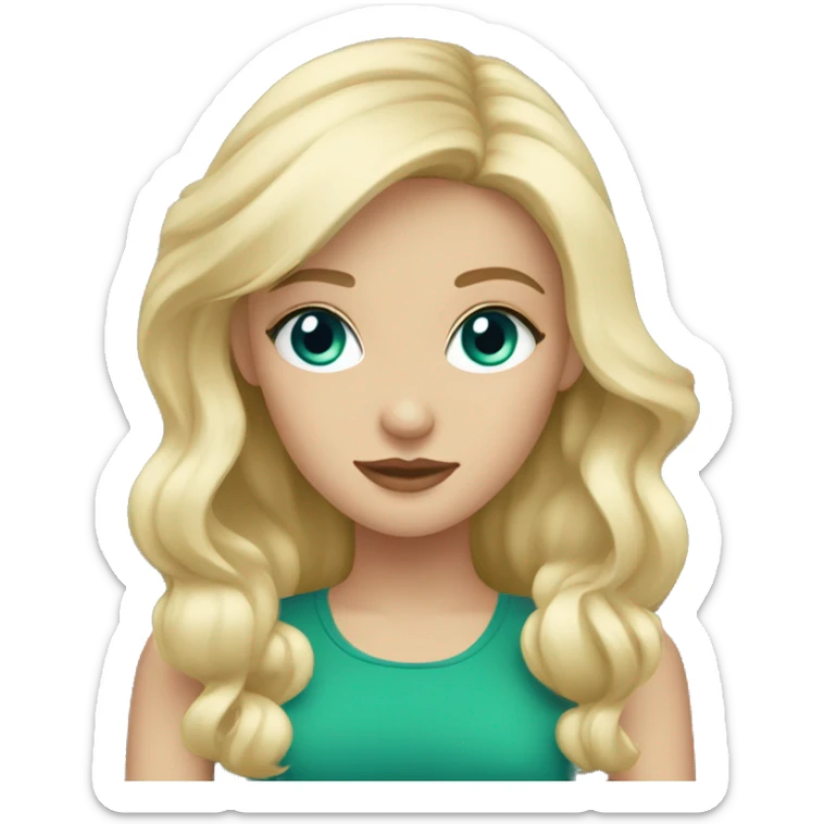 one blond young woman with blue eyes with black kitty with green eyes in her arms sticker