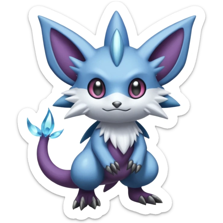 Elemental plum-plumed dark dusky mechanica fairy-like fantasy epic rare Glalie-Sneasel-Togetic-Pokémon-Fakémon-hybrid-creature sticker