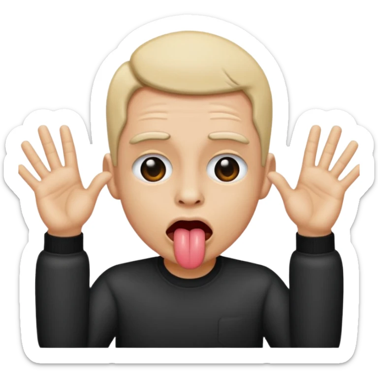tongue sticking out emoji with rock and roll hands on each side of face sticker