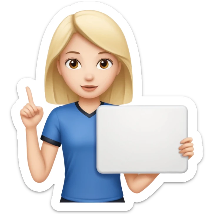 A girl sports fan holding a large blank sign sticker