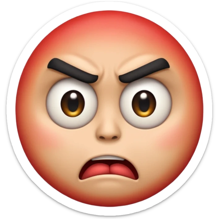 combine the eye roll emoji and the angry emoji into a single emoji, apple style sticker