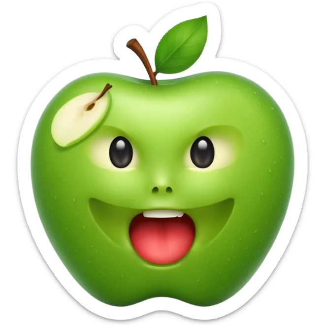 green apple with a bite taken out of it, looking fresh and slightly sour sticker
