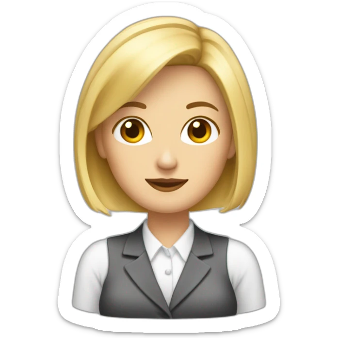 secretaire blonde avec un casque coupe de cheveux au carré sticker