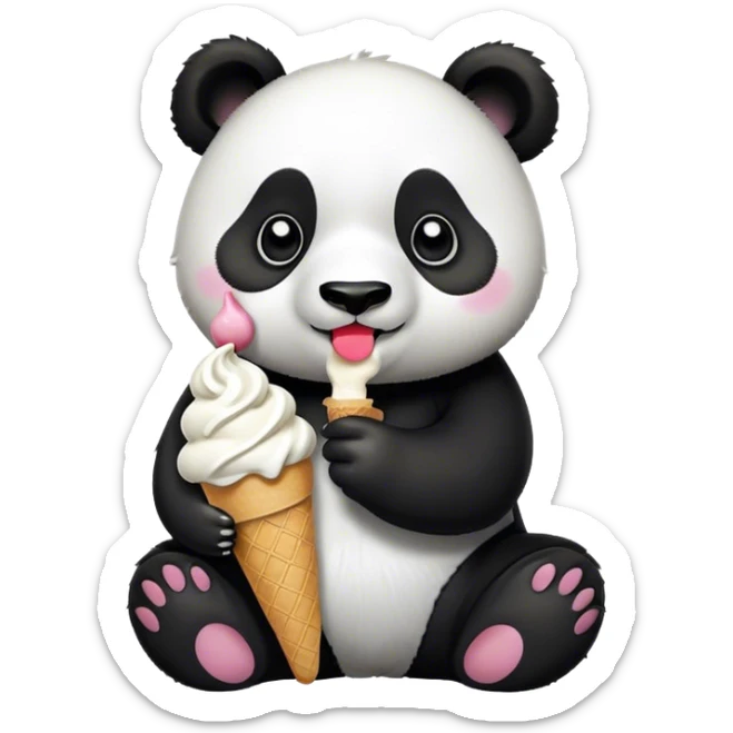 Panda eating ice cream sticker