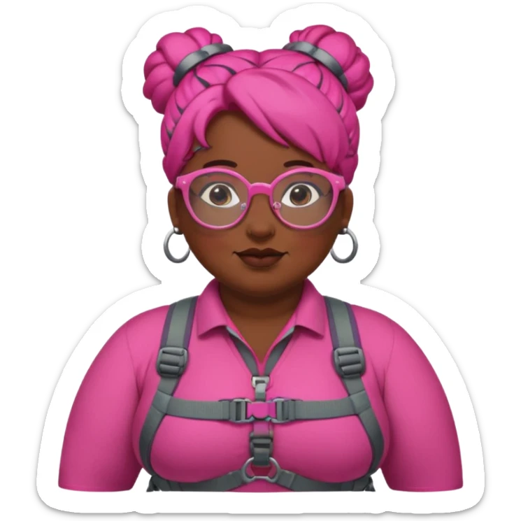 climber fat woman with dark pink bun hair and glassess sticker