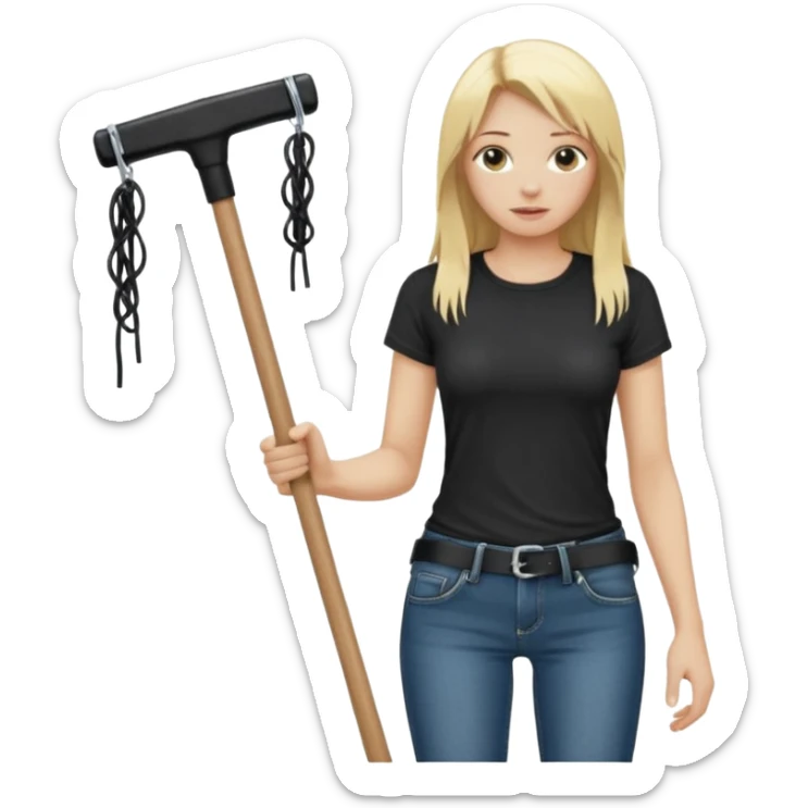 Bdsm male dominant wearing jeans black T-shirt and holding a flogger watching from outside blonde long hair sub with a collar showering with suds all over her sticker