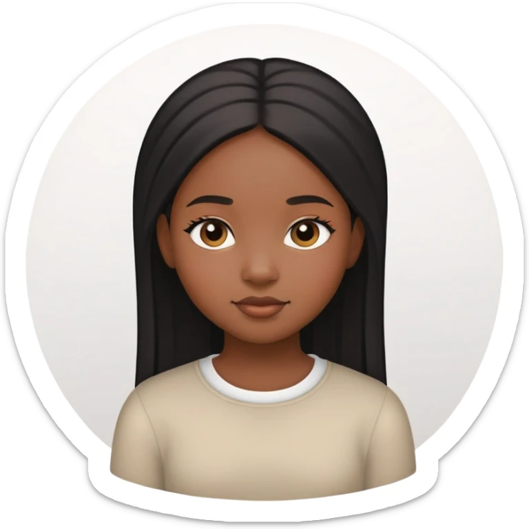 Black girl with fair skin, round face, and straight hair sticker