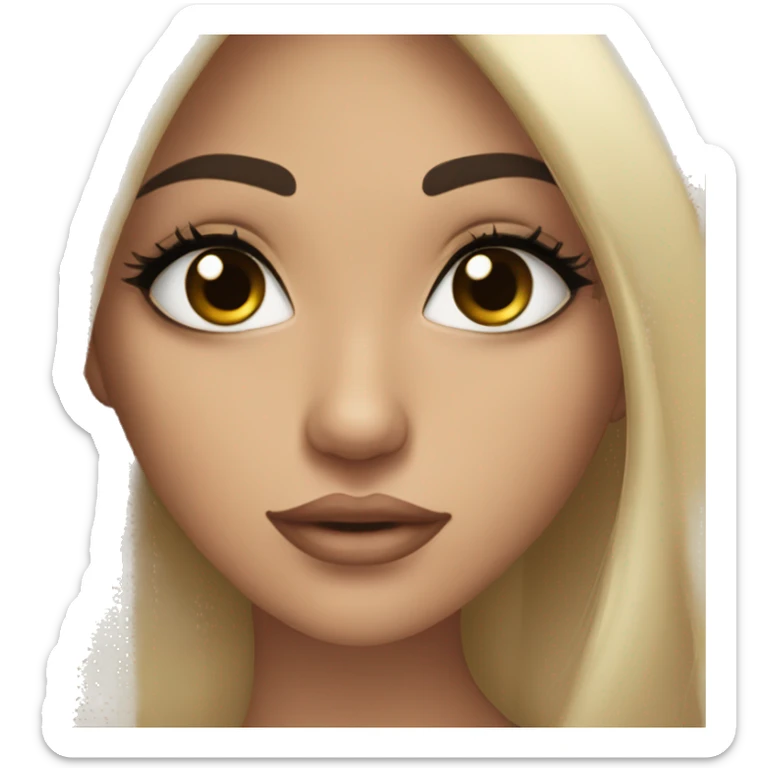 Beautiful girl with long black hair and lashes and large hazel eyes  sticker