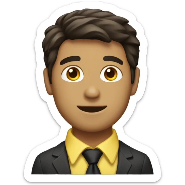 man holding a cat wearing a yellow tie , the man has dark brown hair , the man is white  sticker