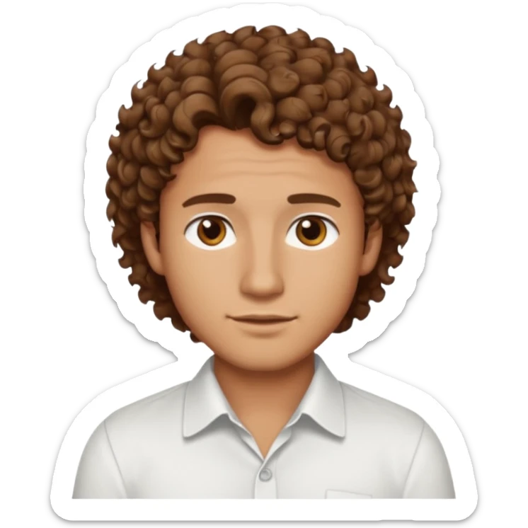 Handsome cute Man with tan skin and  brown eyes and  short brown curly wavy hair sticker