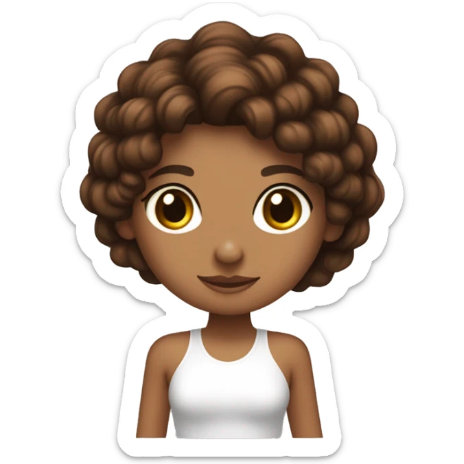 Haz a una chica de piel morena, hoyuelos y cabello corto marrón abrazando a una chica de piel blanca con pelo marron sticker