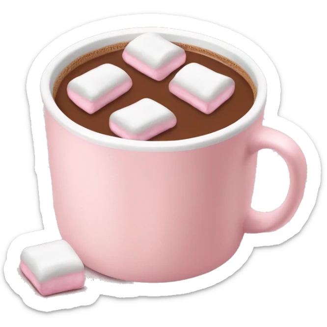 Light Pink mug of hot chocolate with marshmallows  sticker