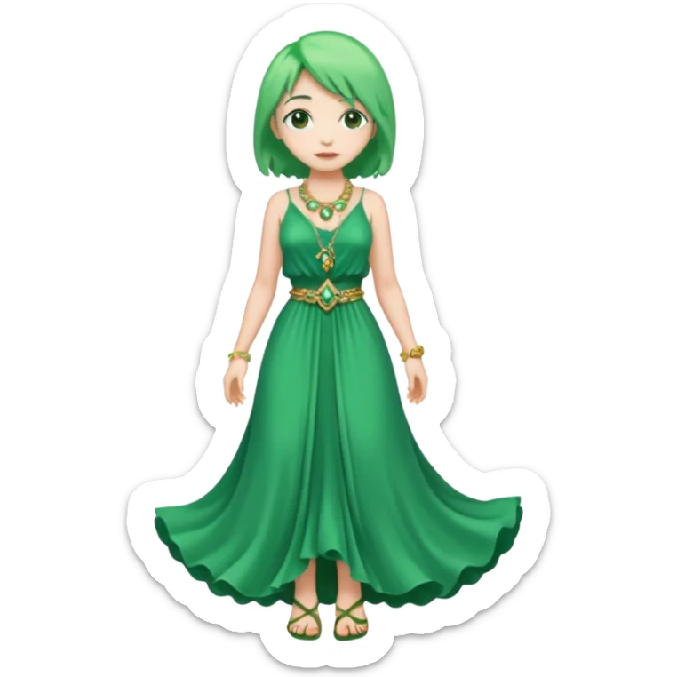 a girl of nature green hair and it shows her whole body sticker