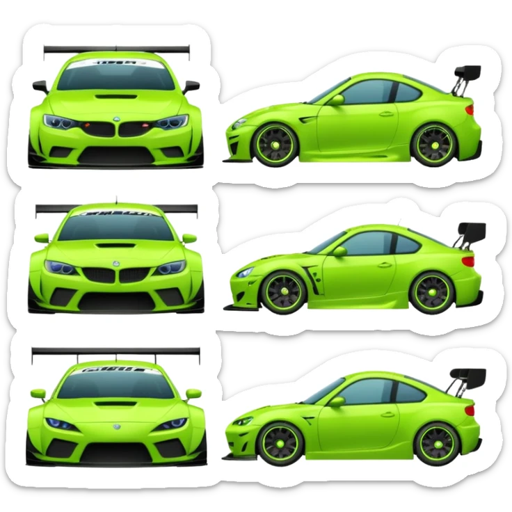 Emoji pack for R2 motorsport company, drift builds, motorsport parts, lime theme, just text sticker