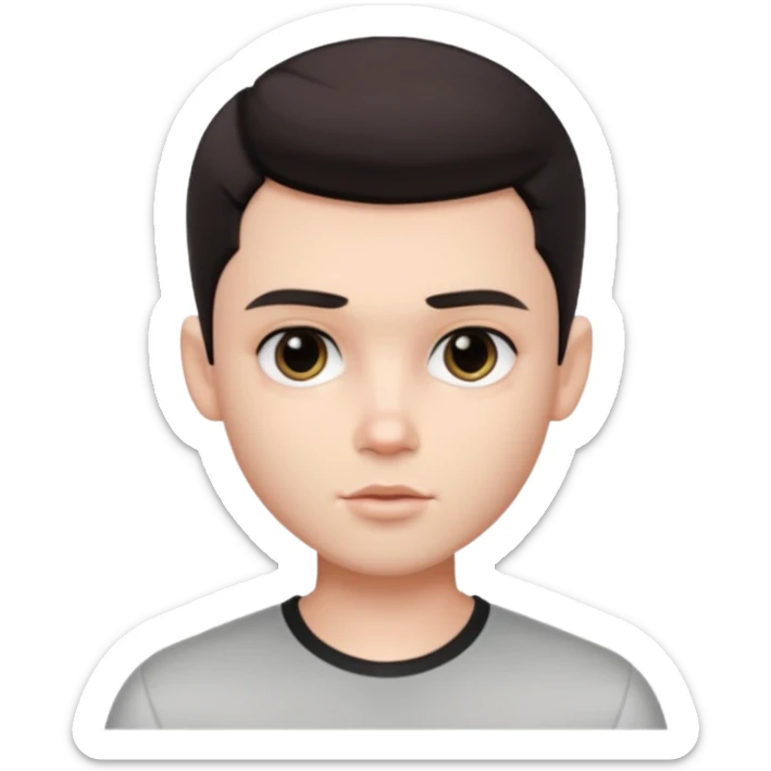 Very pretty handsome bratz man,  short dark hair, has black eyes , pale skin, defined jawline sticker