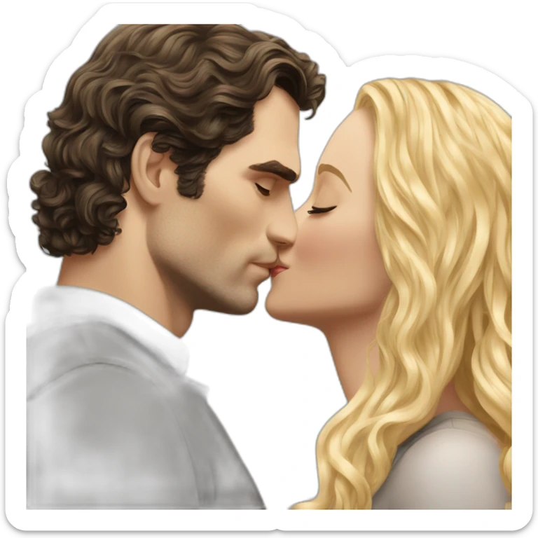 Henry Cavill kissing blond woman with very very long wavy hair sticker