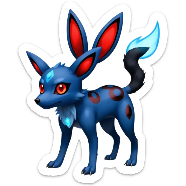 Exotic Gothic Cool Lucario-Umbreon-Fusion-Hybrid-Creature, 4 legs sticker