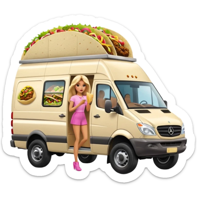 Barbie’s hot tacos Extended length body Sprinter 4500 van high roof delivery truck   sticker