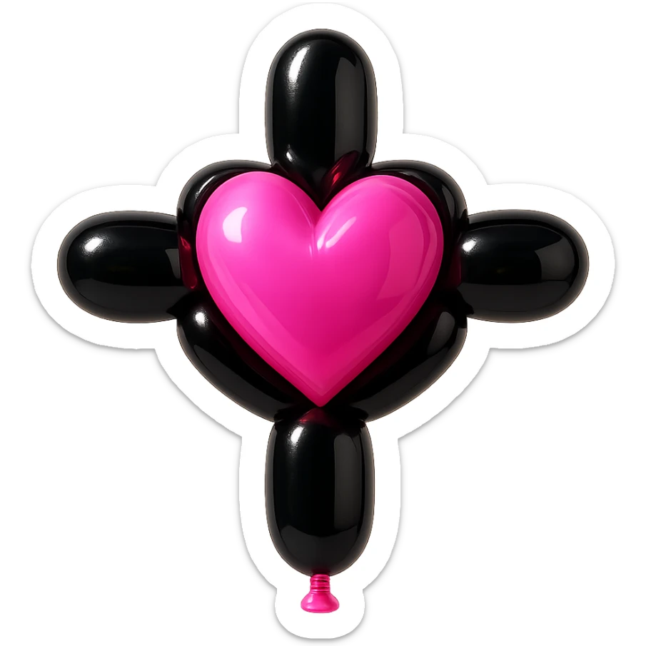 BLACKPINK-inspired gothic object, playful and shiny, black and pink palette, balloon style sticker