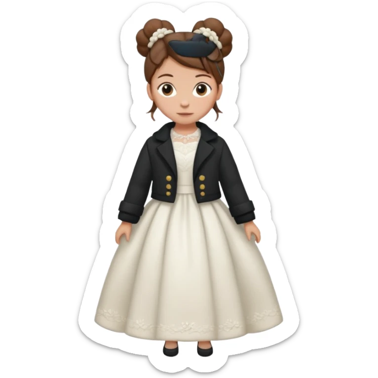 ,chica blanca, pelo castaño, pelo recogido con mondongos, vestido novia , con abrigo ,cuerpo entero sticker