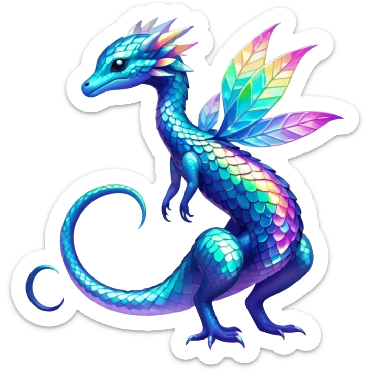 Shiny Exotic Colorful Neon-colored Ethereal Sparkly Amaura-Aurorus-Fakémon-hybrid-creature (full body)  sticker