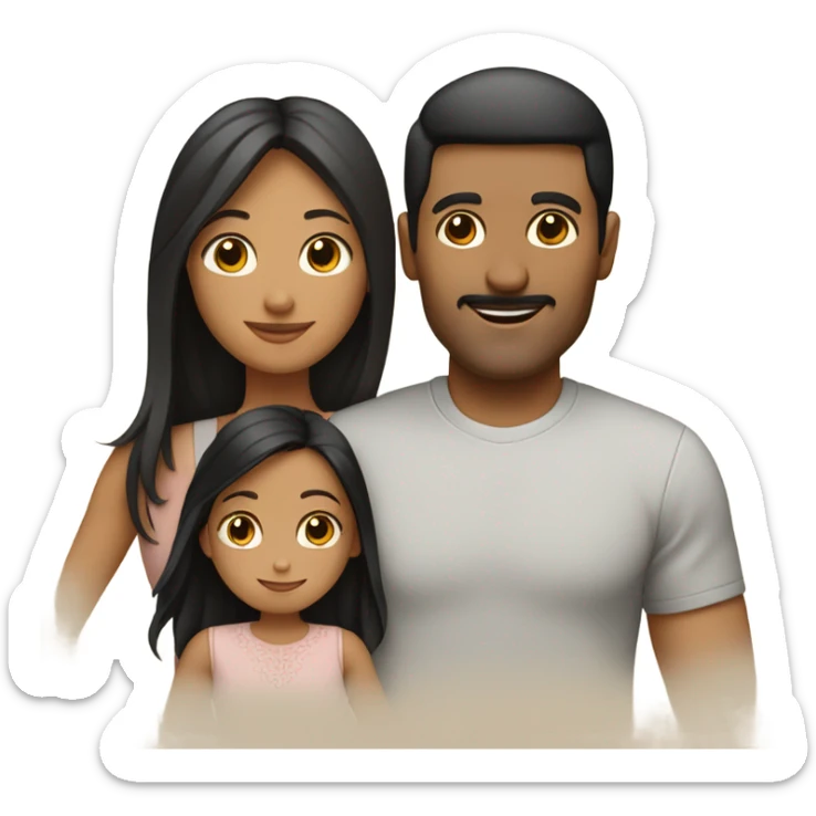 Puerto rican beard short black hair  husband with blond long hair wife and brown long hair daughter Family Hugh  sticker