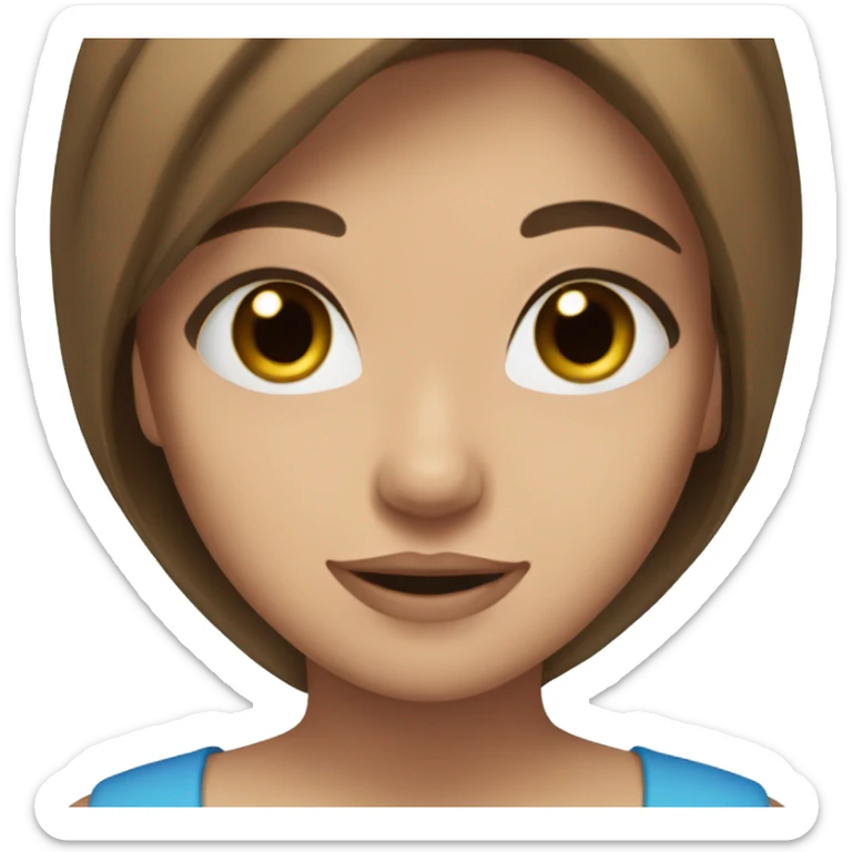 Pretty girl brown hair blue eyes sticker