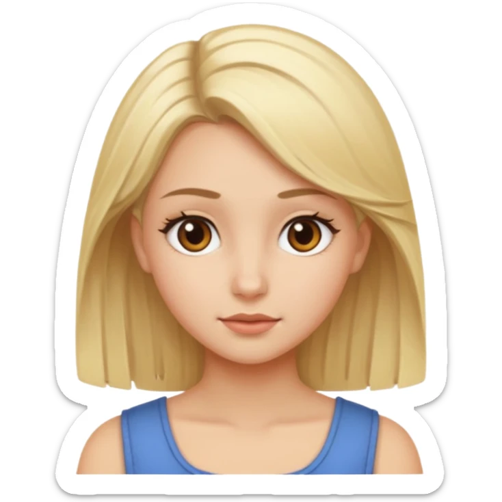 Make me a blonde girl with brown eyes, her hair a little past her shoulders. sticker