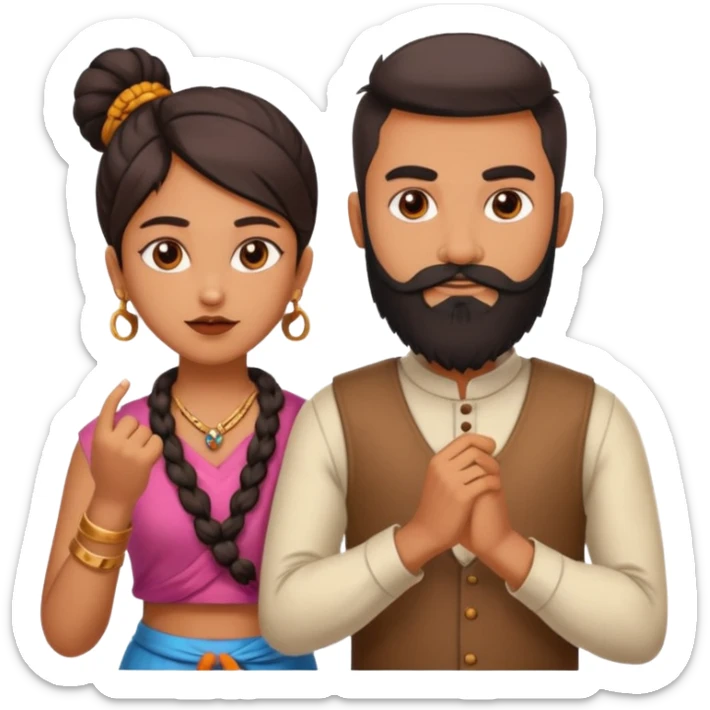 brother and sister fighting modern culture naughty  - indian skin and hairstyle - men beard - fight and love sticker