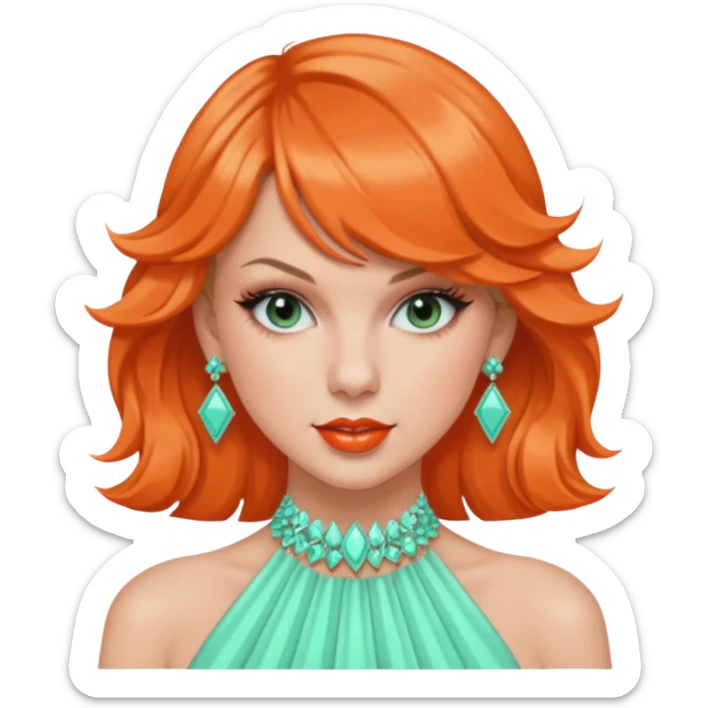Taylor Swift life of a showgirl aesthetic with mint green and orange colours  sticker