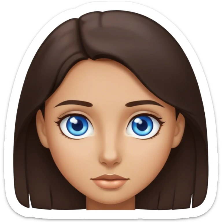 Tan girl with blue eyes dark brown hair sticker