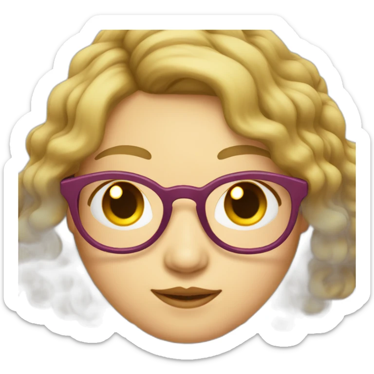 Chinese lady with li wavy hair to the shoulder length where Chinese dress colourful dress wear glasses sticker