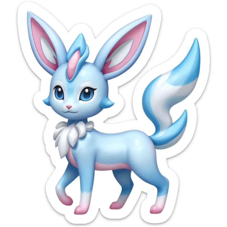 Shiny Sylveon-Amaura-Fakémon-hybrid-creature (full body)  sticker