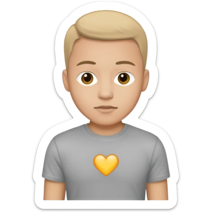 A man, shot from the center of his chest, but wearing a T-shirt, light skin tone sticker