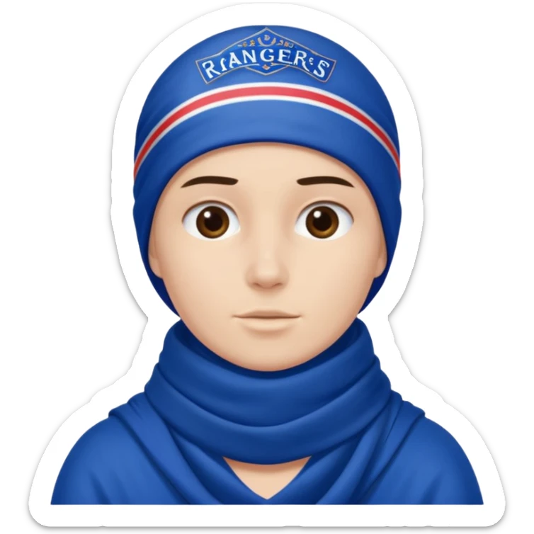 Glasgow rangers fan wearing scarf no head covering sticker