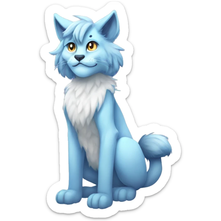Anthropomorphic Anthro Pastel Blue Sona Lynx-Fakémon Furry Full Body sticker