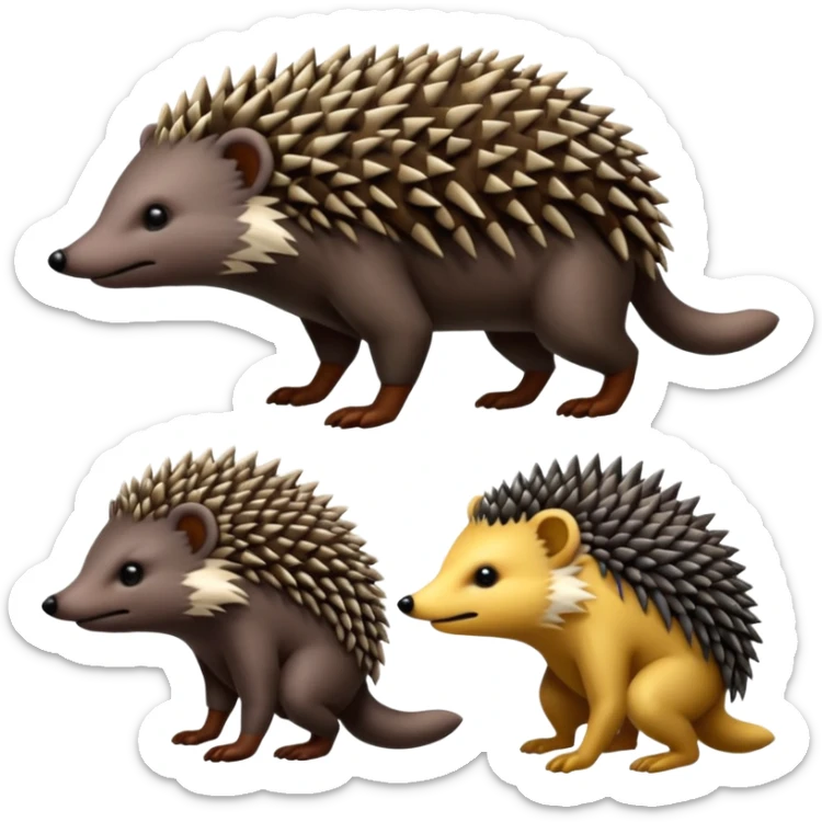 Colorful fantasy-hedgehog-porcupine-echidna-civet-Trick-sergal-fusion-hybrid-animal-creature, full body sticker