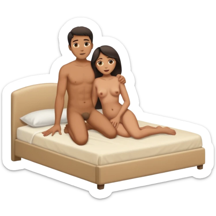 naked mixed man fucks naked woman. Botha of them are having sex on the bed. Action is showed in full height sticker