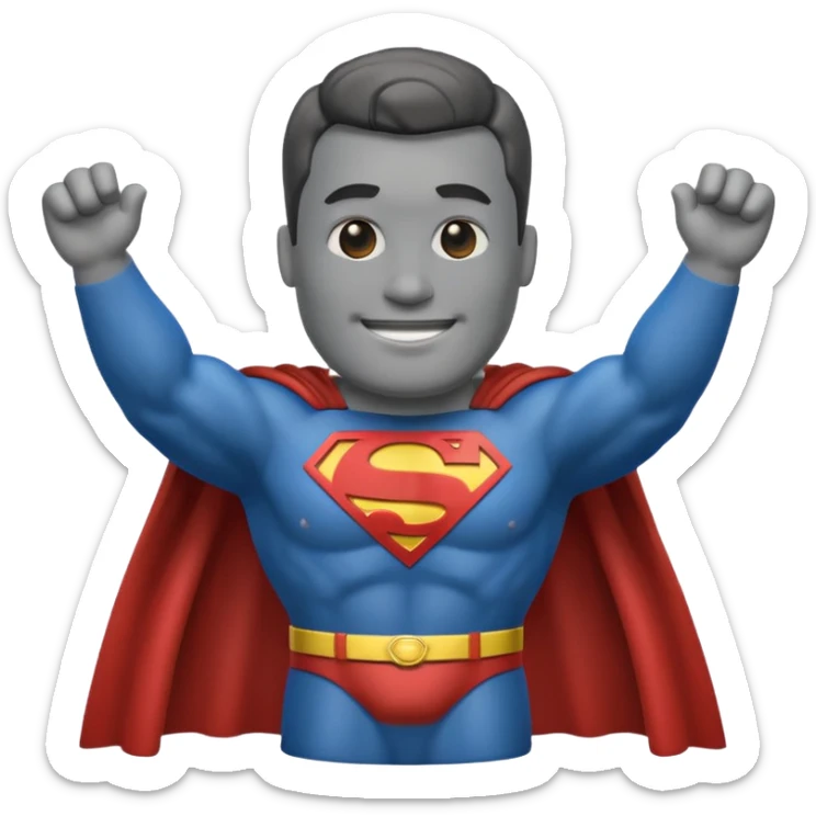 a moai emoji with a superman cape with the original face or the moat emoji sticker