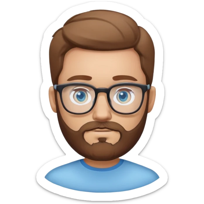 bearded man wearing glasses with light blue eyes brownish hair sticker