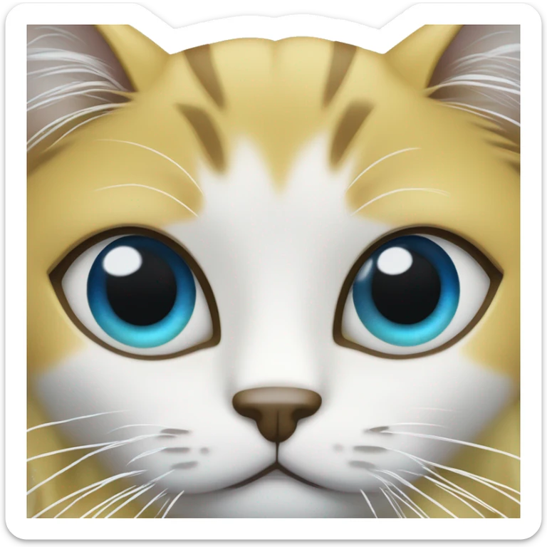 Gata Blanca con él ojo derecho azul y el ojo izquierdo entre verde y amarillo  sticker
