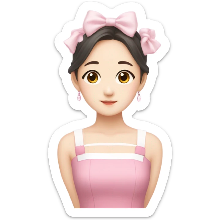 Jang Wonyoung asian kpop cute white girl wearing pink dress  sticker