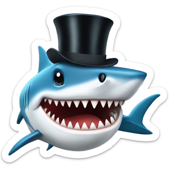 Shark with a top hat sticker